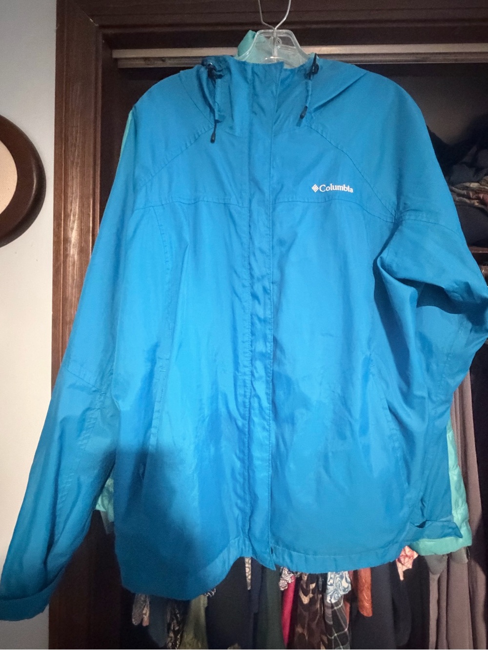 Columbia Bright Blue Packable Hooded Jacket